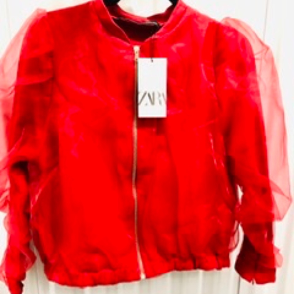 ZARA Organza Red Jacket, M, NWT